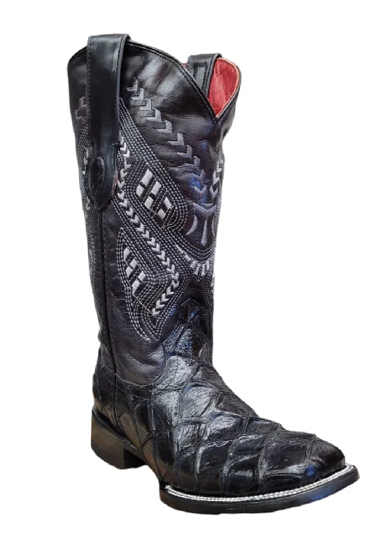 women's high shaft moto bootsFerrini "Bronco" Black Pirarucu Print Broad Square Toe Boots for Women women's high shaft moto bootsFerrini "Bronco" Black Pirarucu Print Broad Square Toe Boots for Women