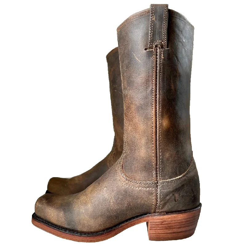 Women's over - the - knee tall boots with a high - heel spikeFRYE Cavalry 12L Brown Leather Campus Motorcycle Boots Women's over - the - knee tall boots with a high - heel spikeFRYE Cavalry 12L Brown Leather Campus Motorcycle Boots
