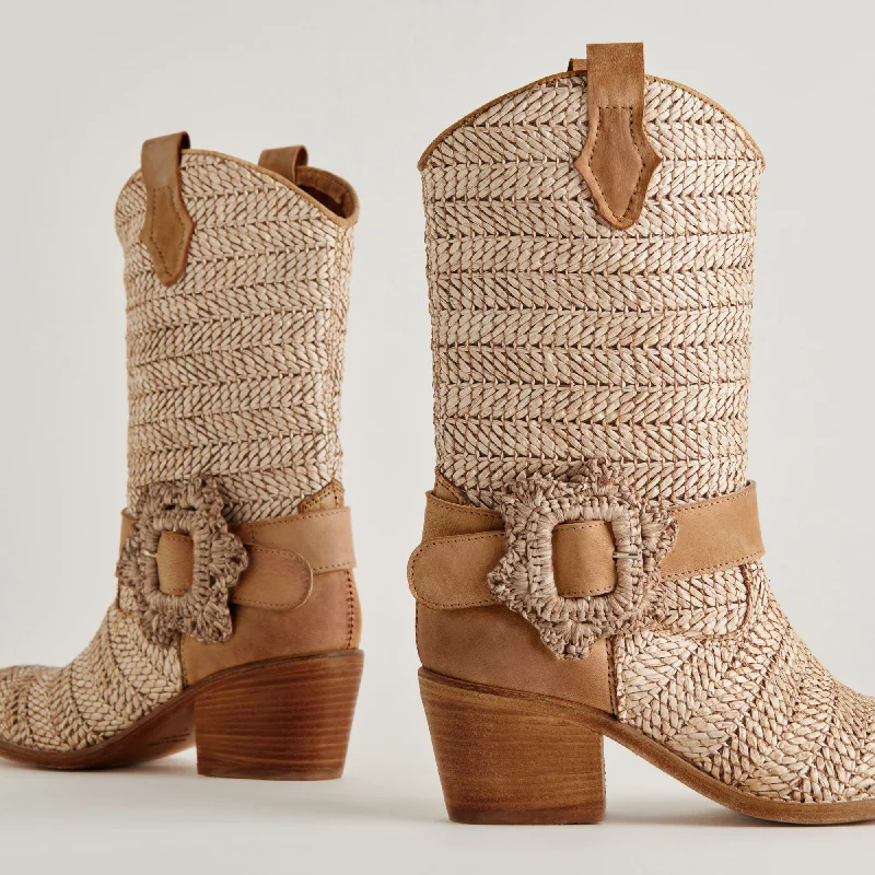 women's booties for rainy daysHOSS BOOTS BROWN MULTI RAFFIA