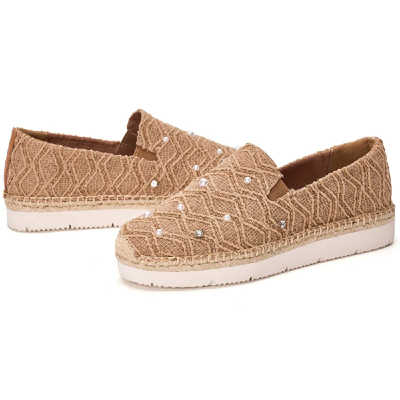 Women's buckle - detail snowboots for a fashionable touchHandmade Women’s Slip-On Espadrille Fabric Loafers Platform-52131W