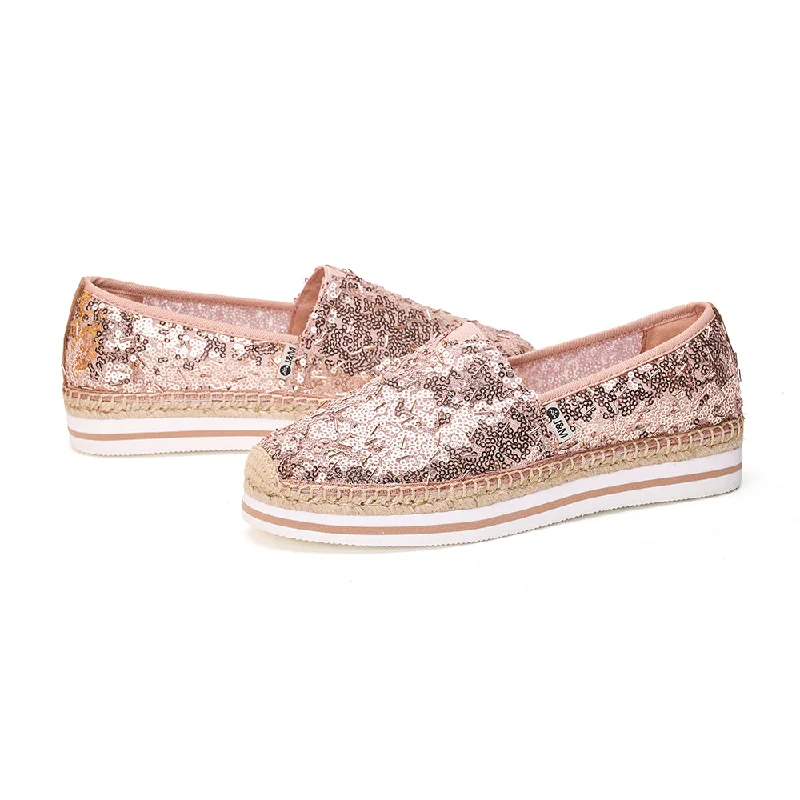 Women's fleece - lined snowboots for extra warmthWomen’s Slip-On Espadrille Sequins Mesh Loafers in Champagne-51550W