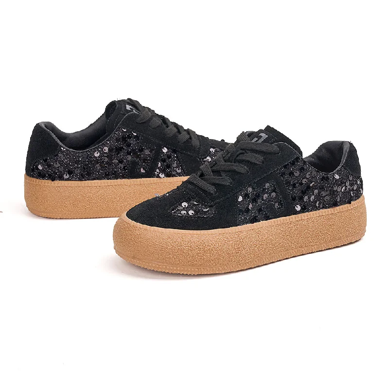 Women's faux - fur snowboots for a cruelty - free optionWomen’s Lace-up Cow Suede and Sequins German Army Platform Trainers-83571W Women's faux - fur snowboots for a cruelty - free optionWomen’s Lace-up Cow Suede and Sequins German Army Platform Trainers-83571W