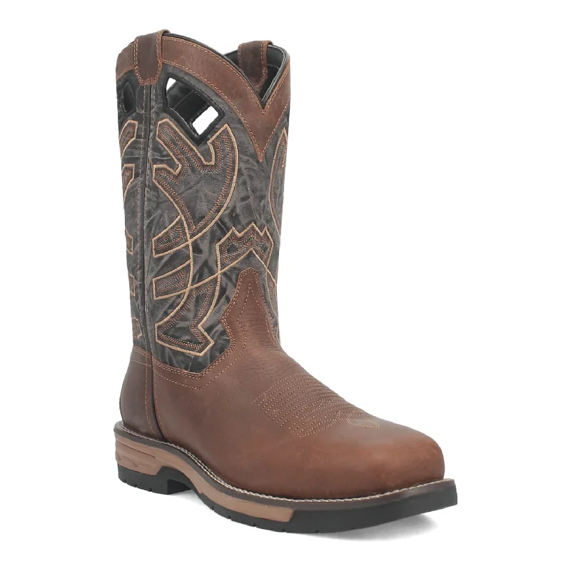 women's biker boots with harnessLaredo Men's Brown/Black Nazca Broad Square Toe Work Boots