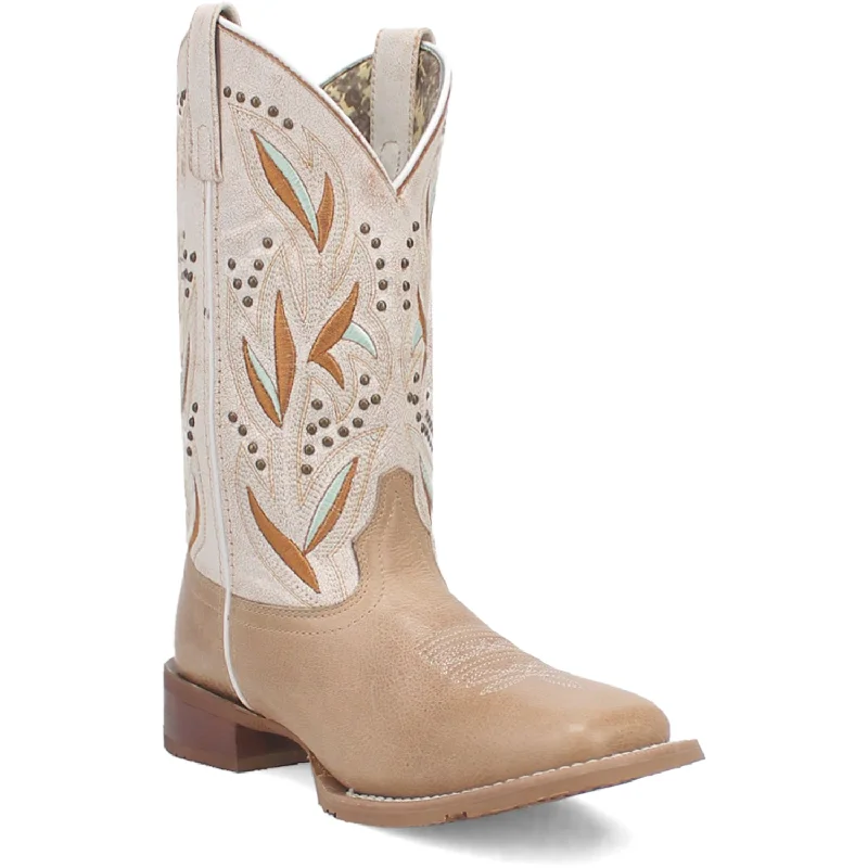 women's cowboy boots for wide calfLaredo Womens Lydia Sand/White Leather Cowboy Boots