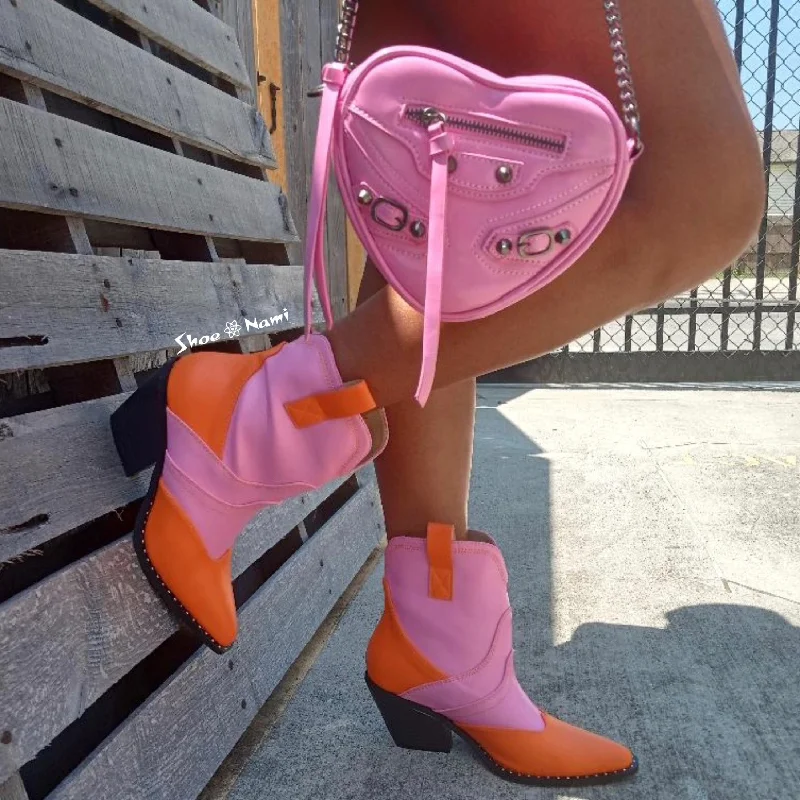 women's suede bootiesLUNAAH Pink/Orange