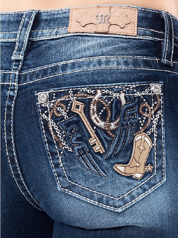 women's ankle moto bootsMiss Me M3937B Womens Mid-Rise Bootcut Jeans Dark Blue