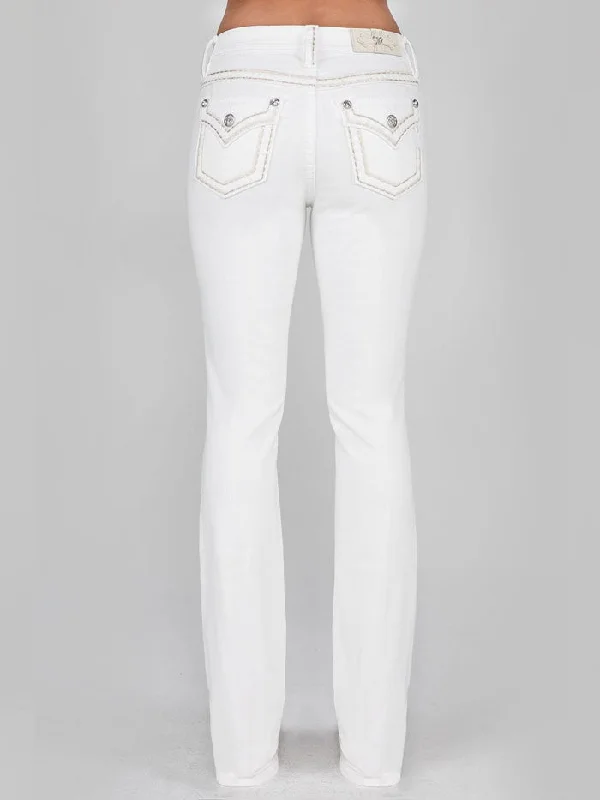 women's biker boots with harnessMiss Me M5014B400 Womens Mid-Rise Boot Jean White
