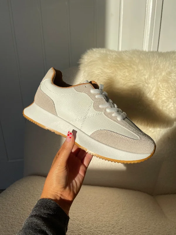 Women's lightweight chunky boots for easy movementNELLIE GREY & WHITE CHUNKY TRAINERS Women's lightweight chunky boots for easy movementNELLIE GREY & WHITE CHUNKY TRAINERS