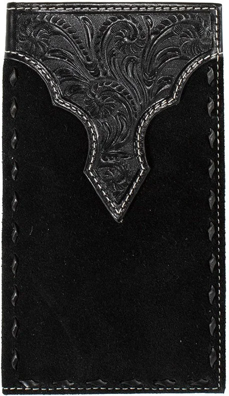 women's combat-style moto bootsNocona Black Floral Embossed Rodeo Wallet