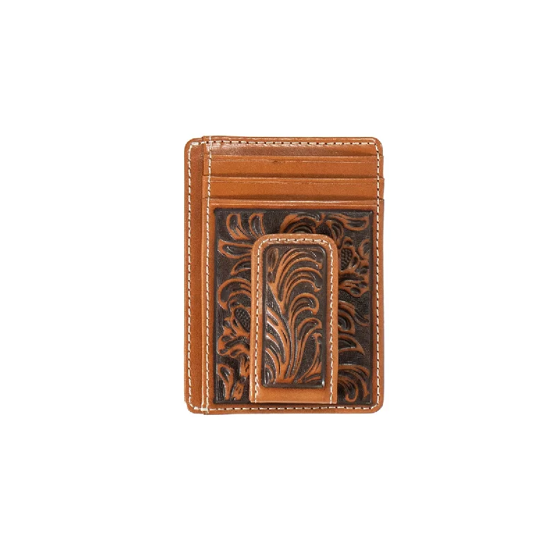 women's cowboy boots with square toeNocona Medium Brown Floral Embossed Money Clip