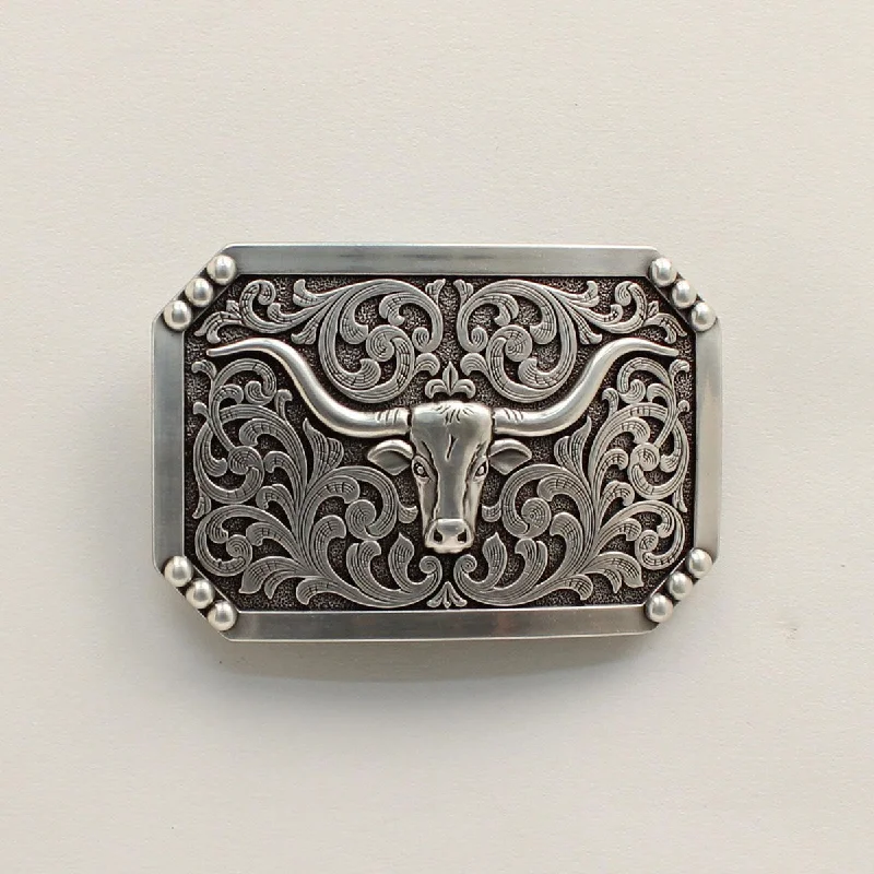 women's moto boots for street styleNocona Smooth Edge Longhorn Belt Buckle