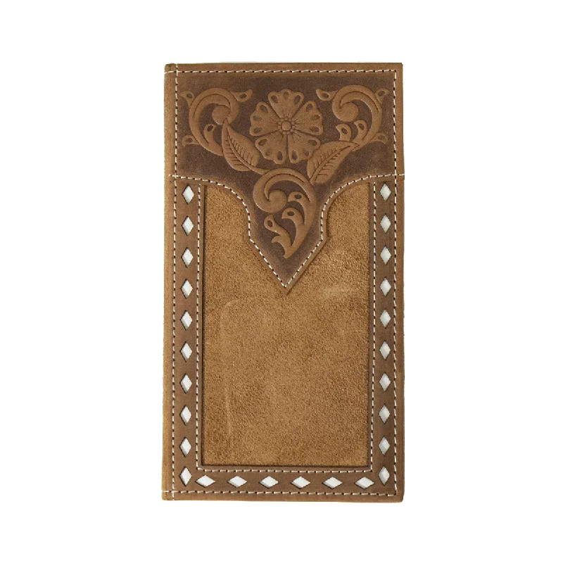 women's cowboy boots for tall womenNocona Tan Roughout Leather White Buckstitched Rodeo Wallet