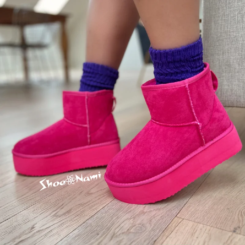 women's flat bootiesNOMEL Fuchsia