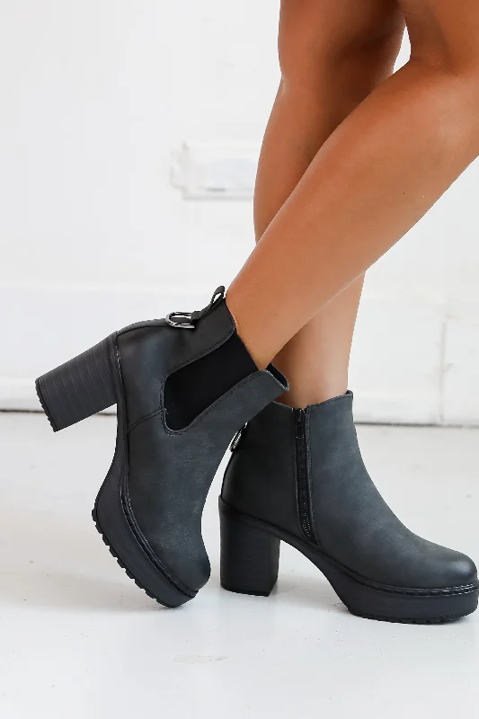women's booties with floral designNow Is The Time Black Platform Booties
