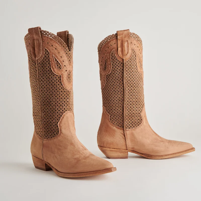 women's booties with combat styleRANCH BOOTS DK BROWN SUEDE