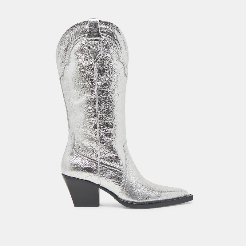 women's booties for travelRASIMA BOOTS SILVER DISTRESSED LEATHER