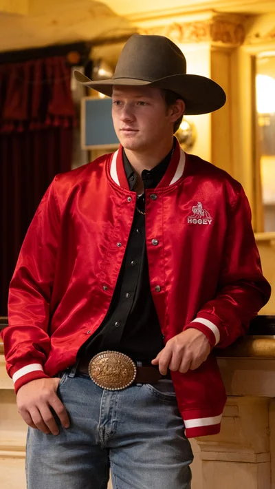 women's western boots with roper heelRed Sky Hooey Unisex Bomber Jacket