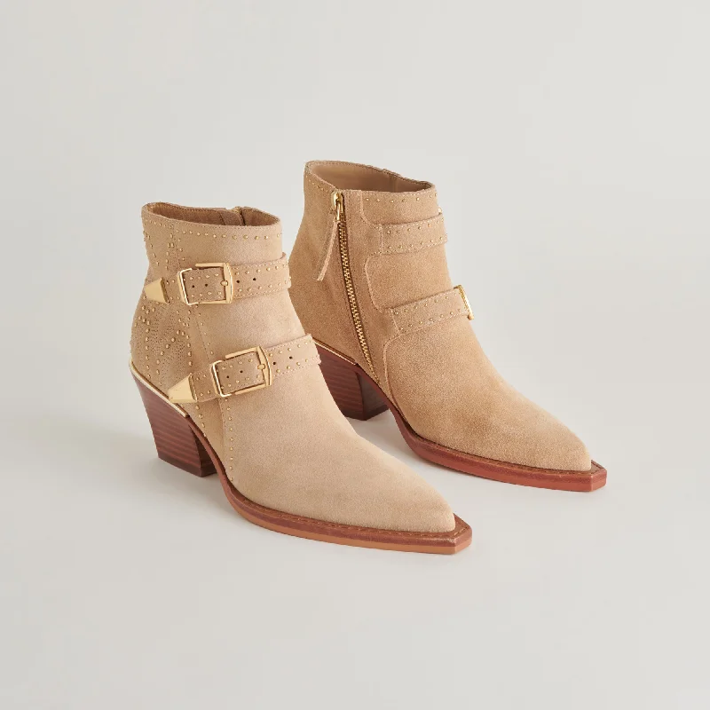 women's booties for tall womenRONNIE BOOTIES CAMEL SUEDE