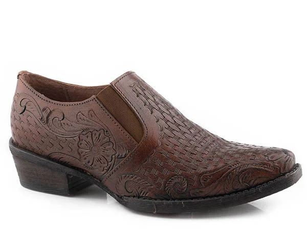 women's pointed toe western bootsRoper Footwear Brown Tooled Snip Toe Slip On Shoe Boot for Women women's pointed toe western bootsRoper Footwear Brown Tooled Snip Toe Slip On Shoe Boot for Women
