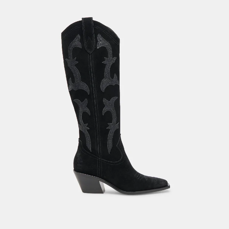 women's booties with unique strapsSAMARE BOOTS ONYX SUEDE