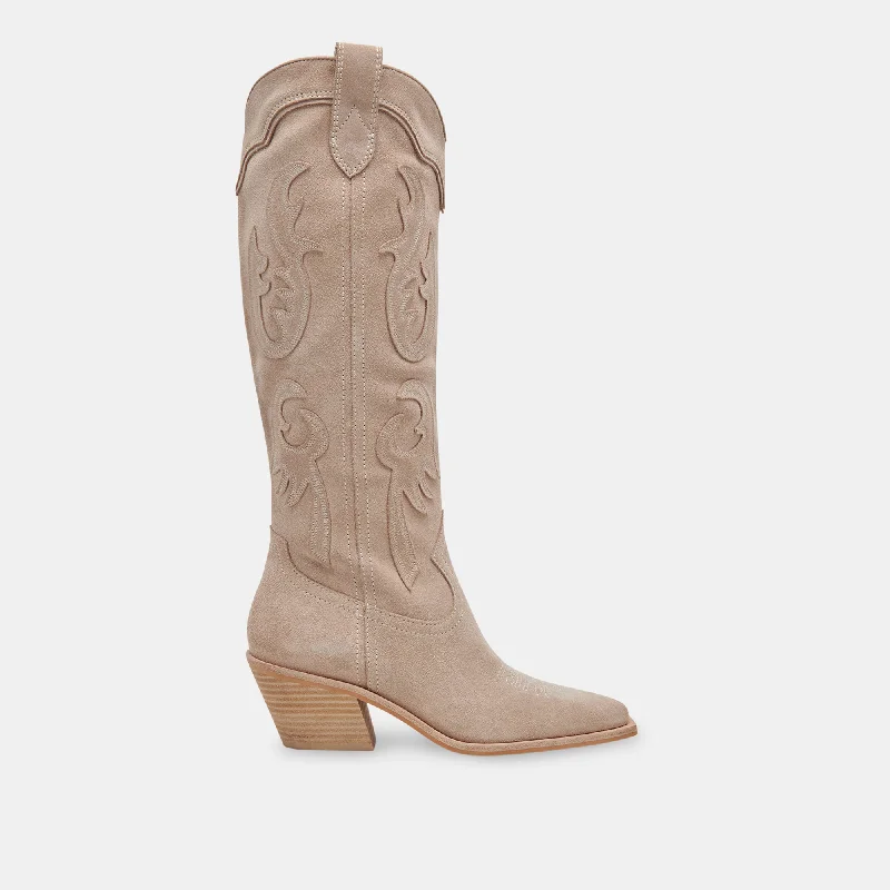 women's booties with ankle strapSAMSIN BOOTS TAUPE SUEDE