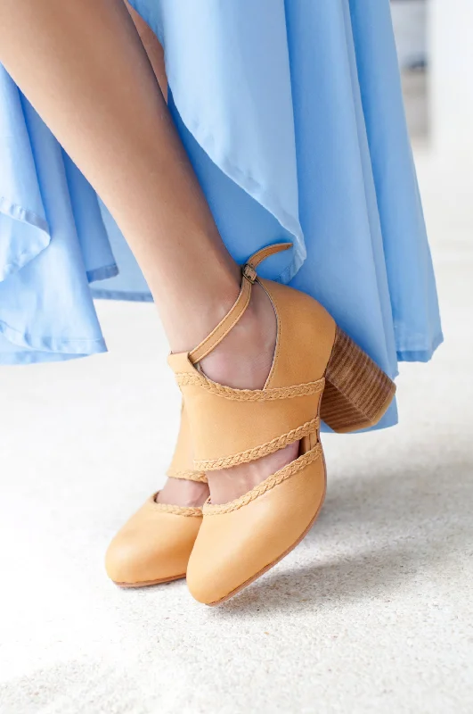 women's booties with unique strapsSerenity Leather Heels