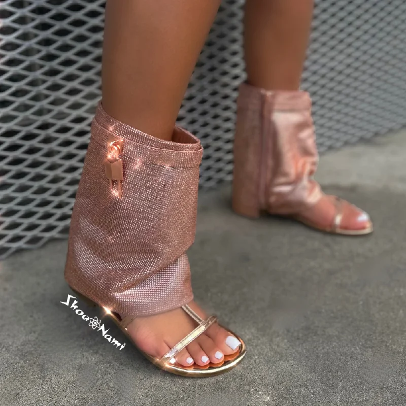 leather women bootiesSHILOHA Rose Gold