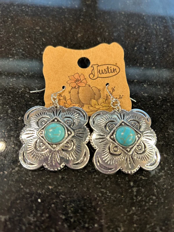 women's vintage western bootsSilver Concho W/Turquoise Colored Stone