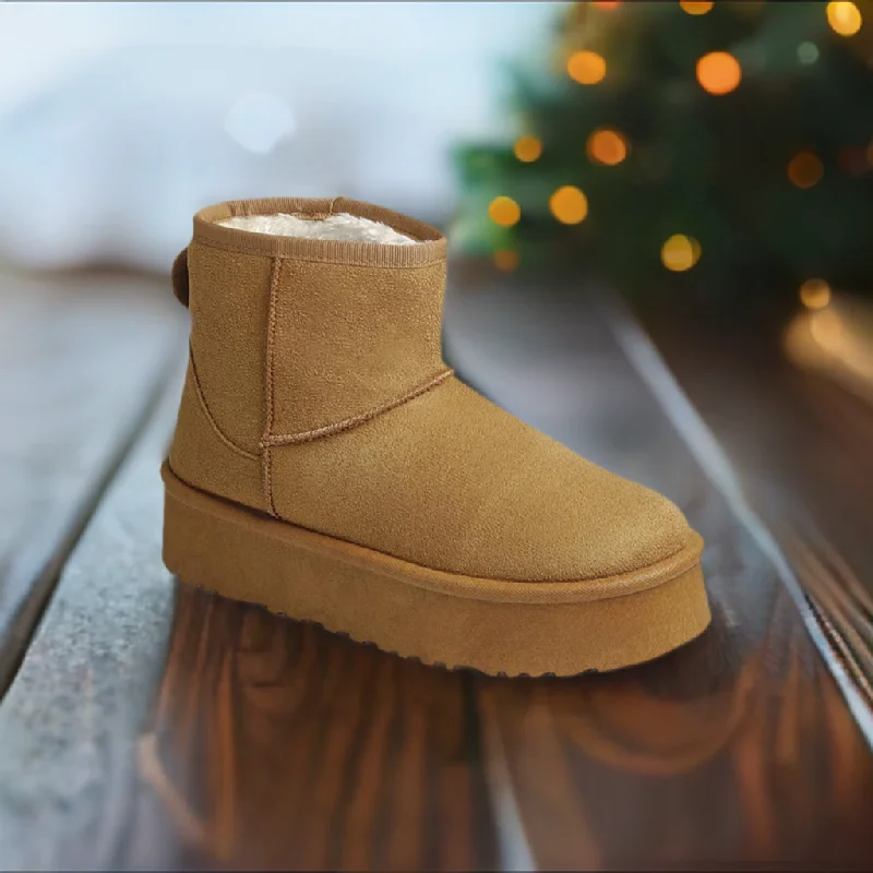 women's booties with zippersSOLID-9K GIRLS Tan