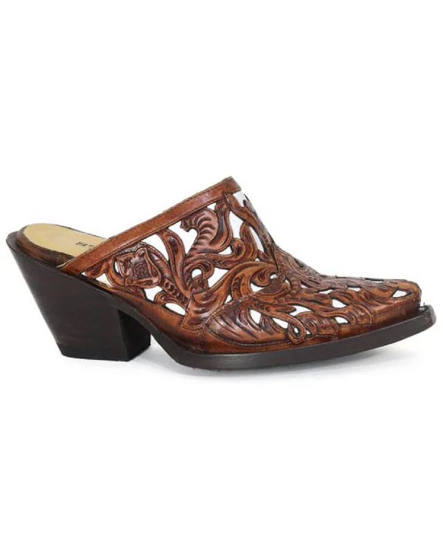 women's over-the-knee moto bootsStetson Mia Leather Tooled Mule