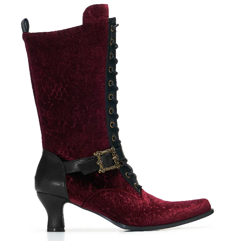 Women's stretchy chunky boots for flexibilityTimeless Truths Ornate Victorian Boots - Burgundy Women's stretchy chunky boots for flexibilityTimeless Truths Ornate Victorian Boots - Burgundy