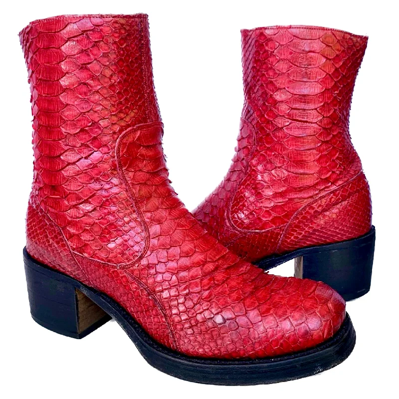 women's moto boots for winterTONY MORA Red Python Platform Chunky Zip Y2K Style Ankle Bootie Boots women's moto boots for winterTONY MORA Red Python Platform Chunky Zip Y2K Style Ankle Bootie Boots