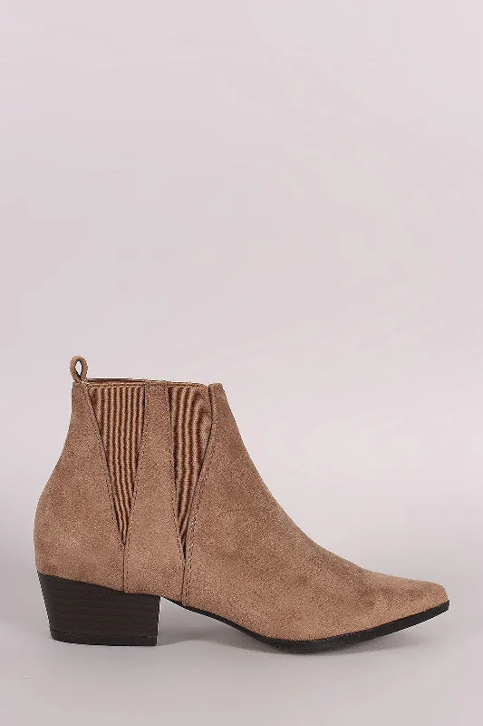 women's booties with snake printSuede Pointy Toe Western Booties