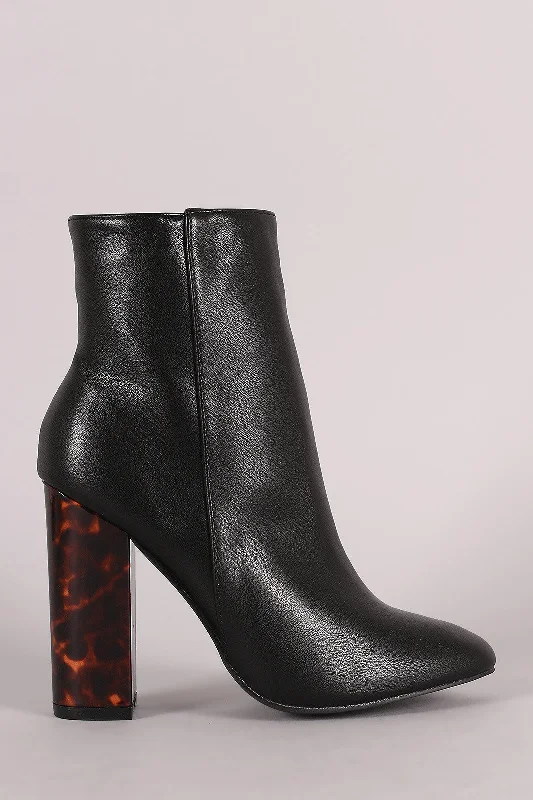 women's booties with ankle strapTortoise Shell Chunky Heel Ankle Boots