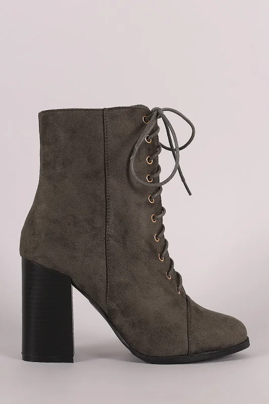 women's booties with tassel detailSuede Combat Chunky Heel Boots