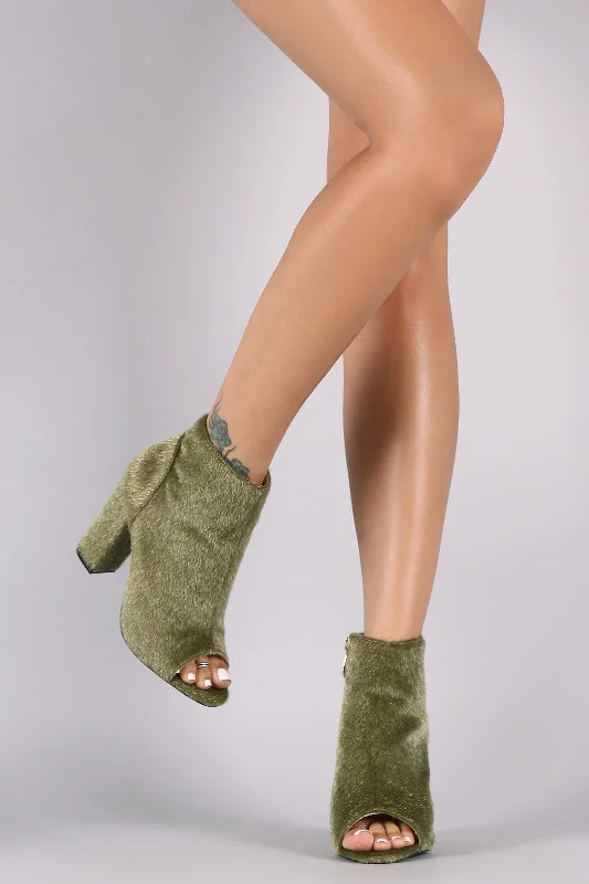 women's booties for knee supportVegan Calf Hair Ankle Boots