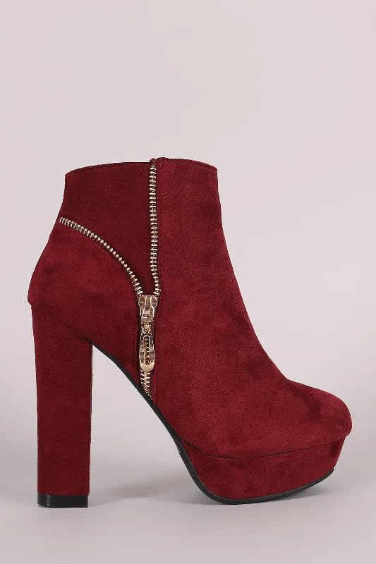 women's booties with studsSuede Zip Up Platform Booties