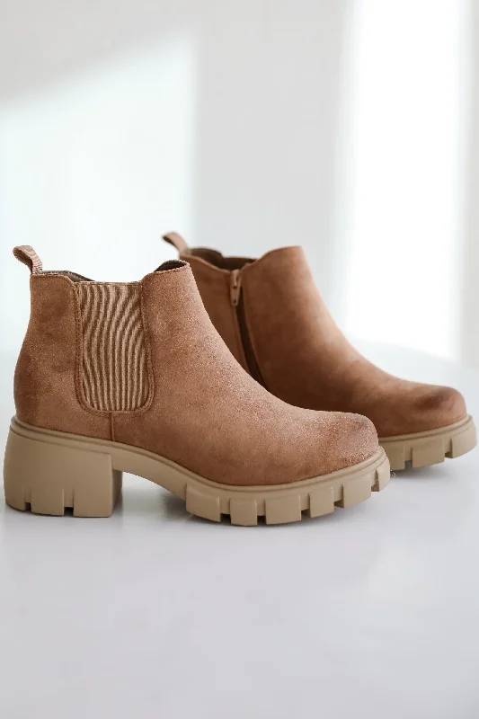 women's booties for officeWalk It Out Taupe Platform Booties