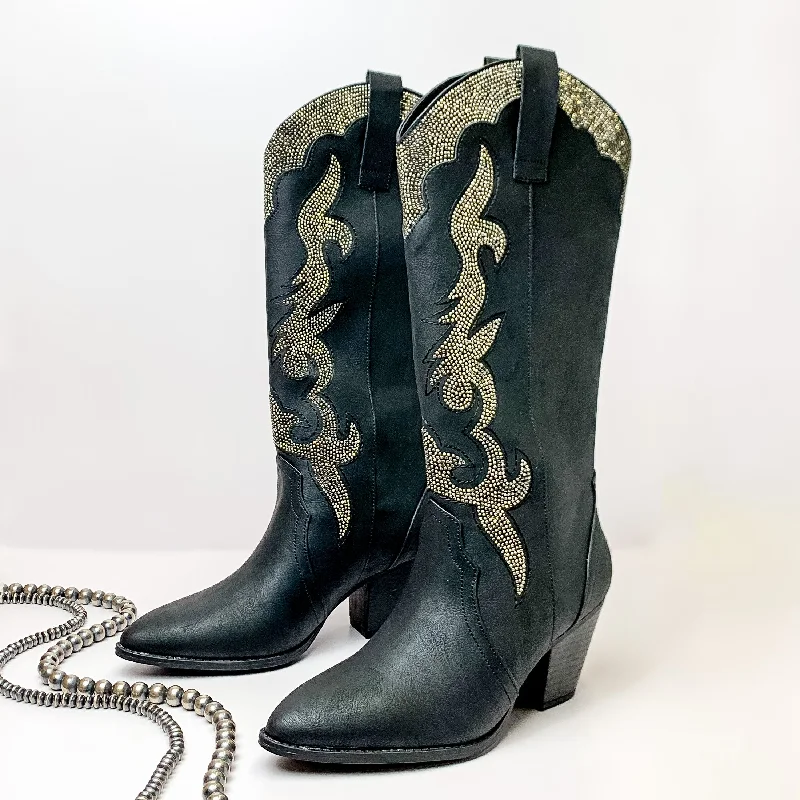 Women's arch - support tall boots for comfortLonestar Beauty Western Stitch Boots with Charcoal Crystal Embellishment in Black Women's arch - support tall boots for comfortLonestar Beauty Western Stitch Boots with Charcoal Crystal Embellishment in Black