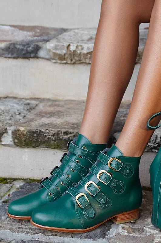 women's booties with peep toeWild Rose Leather Ankle Booties