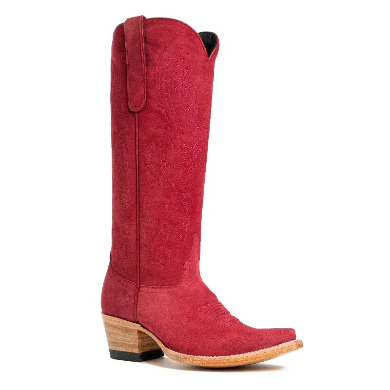 Women's tall boots with a fur - lined collarAzulado - Stella - Cabernet
