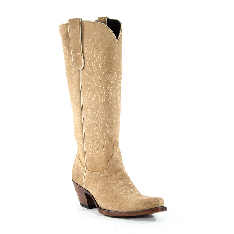 Women's tall boots with a glittery - heel accentAzulado - Stella - Sand