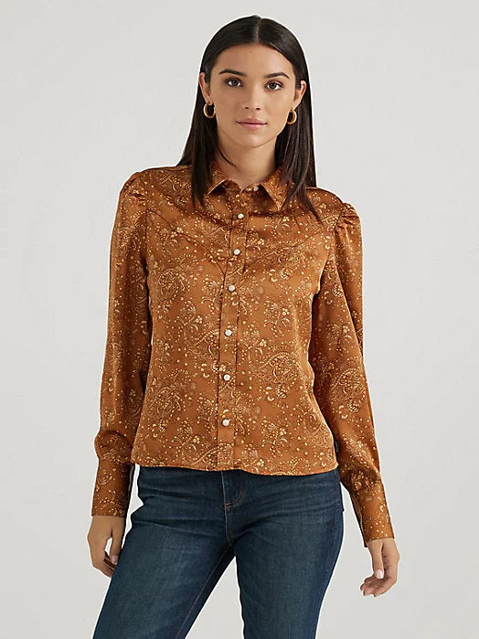 women's cowboy boots for tall womenWrangler Women's Bronze Blouse Snap Up