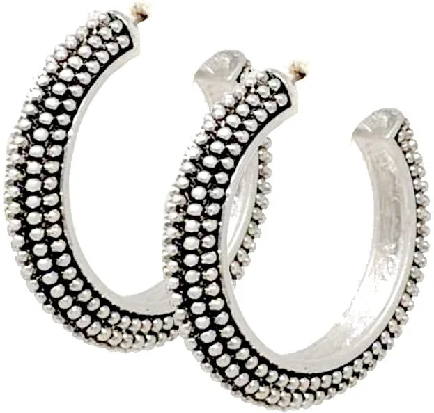 women's moto boots with protective toe capsWYO-Horse Dotted Silver Hoop Earrings