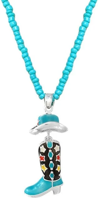 women's moto boots for street styleWYO-Horse Enamel Cowboy Boot Necklace