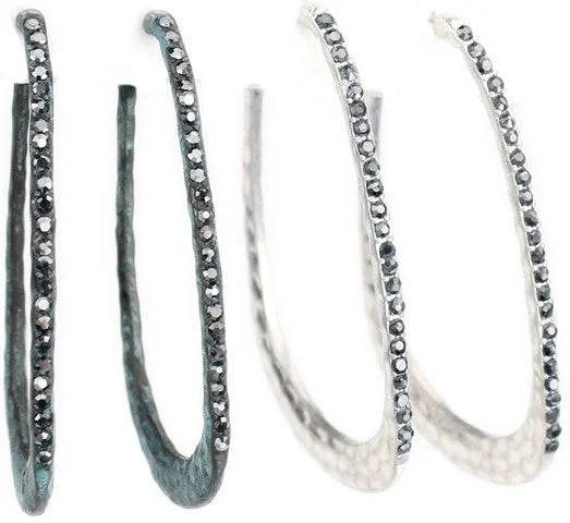 women's moto boots for motorcycle ridingWYO-Horse Hammered Rhinestone Hoop Earrings