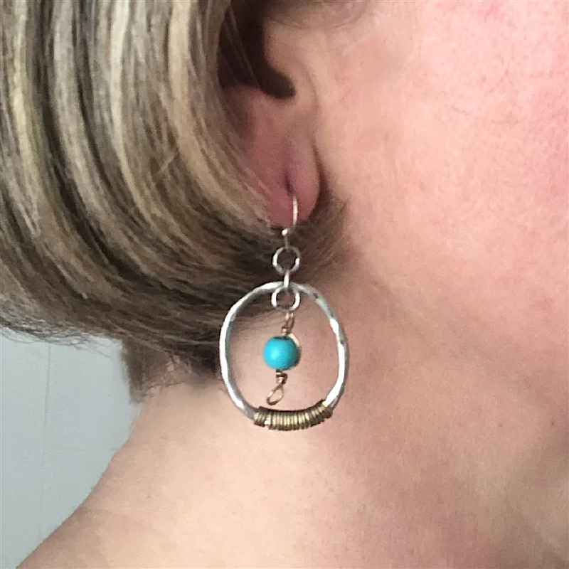 women's cowboy boots with slouchy lookWYO-Horse Patina Oval Teardrop Earrings