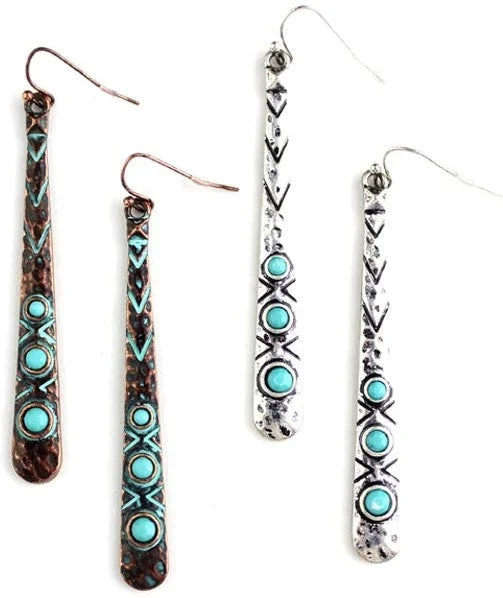 women's western boots with exotic leatherWYO-Horse Turquoise Bar Earrings