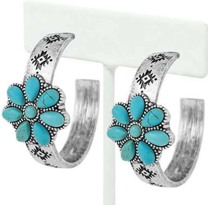 women's cowboy boots with embroideryWYO-Horse Turquoise Blossom Silver Hoop Earrings women's cowboy boots with embroideryWYO-Horse Turquoise Blossom Silver Hoop Earrings