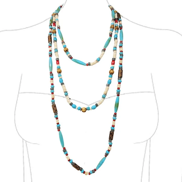 women's moto boots with low heelWYO-Horse Uptown Triple Strand Beaded Necklace Set